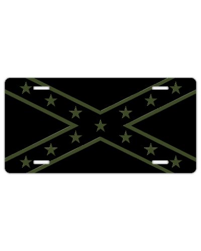 blackout subdued green Confederate Battle Flag sublim car tag